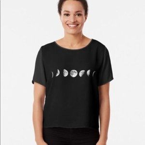 FINAL PRICE: SHEIN Curve Cool Moon Phases Chiffon Top